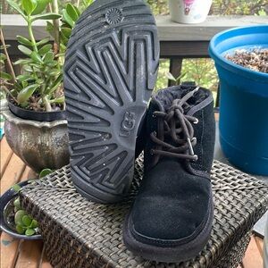 UGG Black Ankle-High Boots with Lace-Up Design